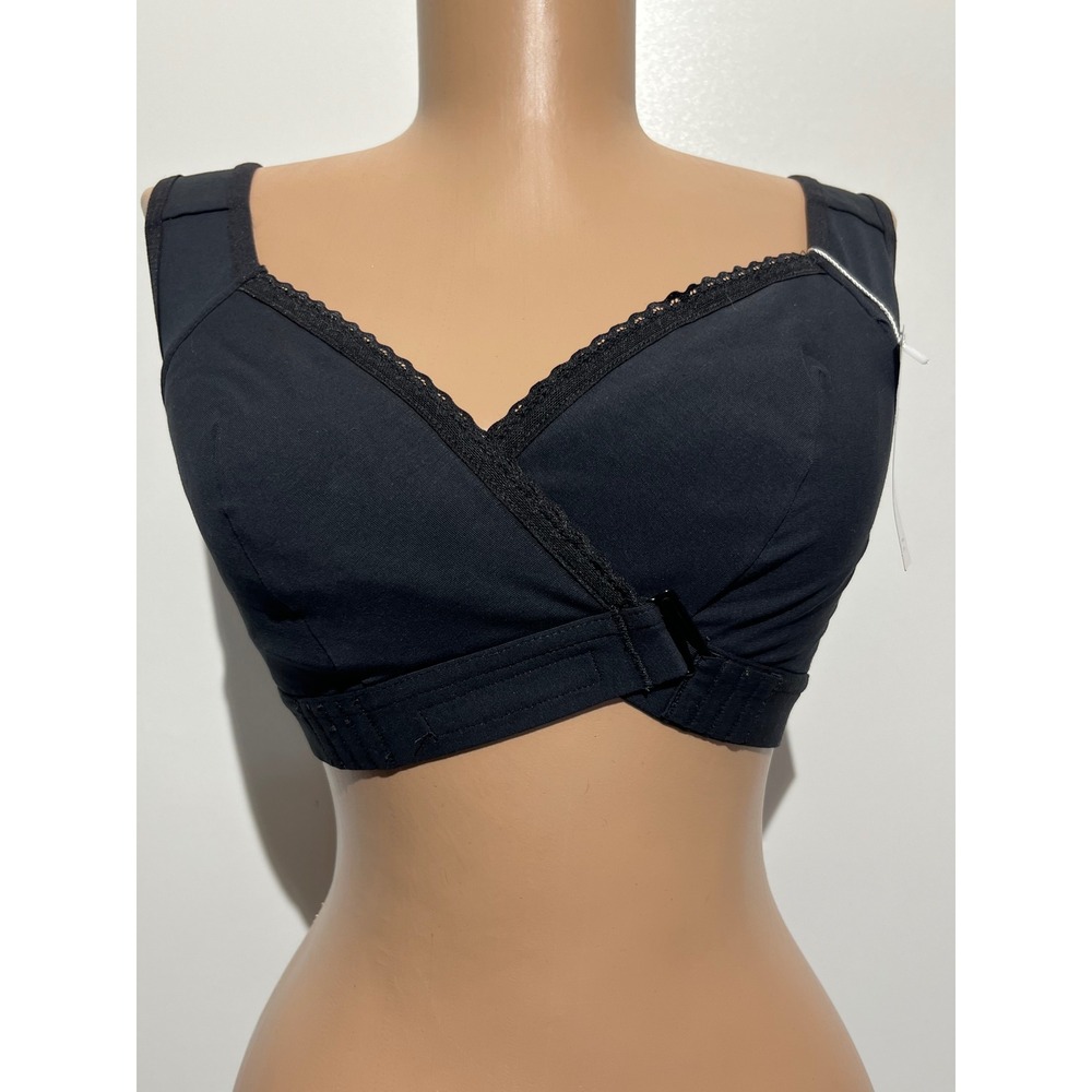 EaseBlooming Women Black Cotton Lace Trim Crossover Nursing Maternity Bra Size S